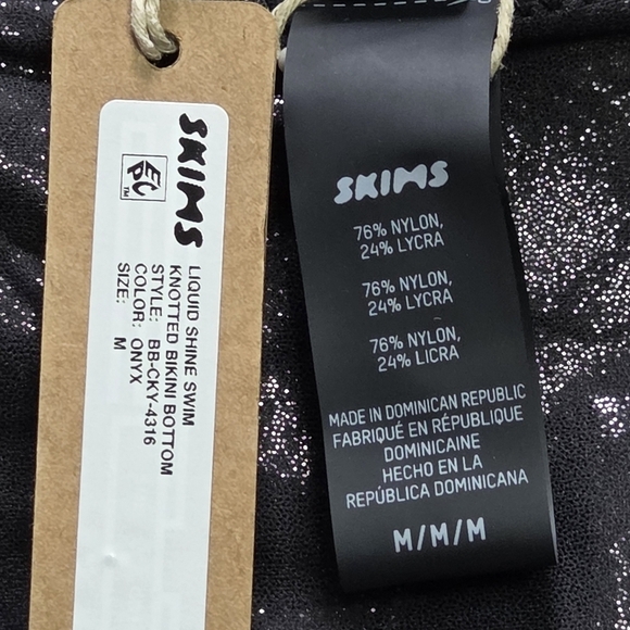 SKIMS Liquid Shine Swim Bikini Bottom Panty Onyx Black Medium NWT - Picture 6 of 7
